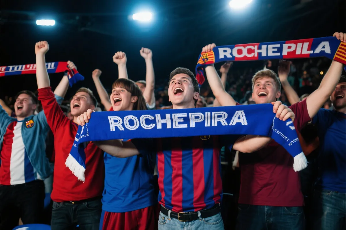 狂热的足球迷在看台欢呼